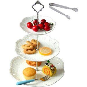 Cupcake Stand- 3-Tier White Porcelain Cake Stand Dessert Stand-Cupcake Tea Party